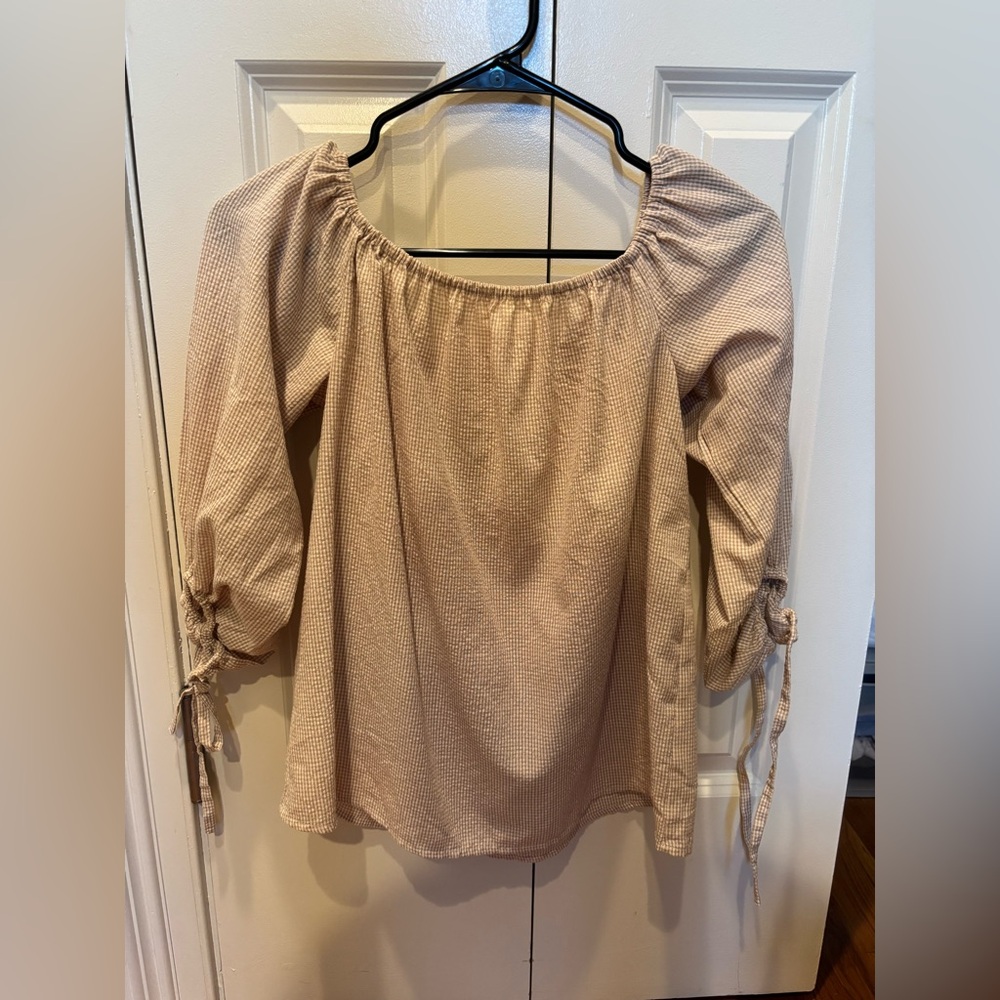 Michael Kors Off-Shoulder Blouse with Tie Sleeves